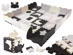 Aga Kontrastní pěnové puzzle 30 x 30 cm, 36 ks Černo-šedo-krémové