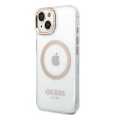 Guess Transparent MagSafe Kompatibilní Zadní Kryt pro iPhone 14 Max Gold