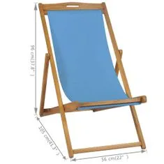 Greatstore Kempingová židle teakové dřevo 56 x 105 x 96 cm modrá