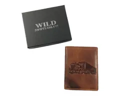 Wild Kožená peněženka s kamionem - hnědá 927