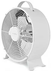 Nedis stolní ventilátor/ průměr 25 cm/ výkon 20 W/ síťové napájení/ 2 rychlosti/ kovový/ bílý