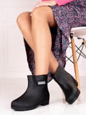 Amiatex Krásné dámské gumáky černé na plochém podpatku + Ponožky Gatta Calzino Strech, černé, 36