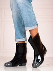 Amiatex Exkluzívní dámské gumáky černé na plochém podpatku + Ponožky Gatta Calzino Strech, černé, 36