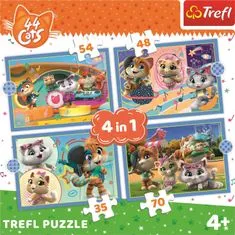 Trefl Puzzle 44 koček: Kočičí tým 4v1 (35,48,54,70 dílků)