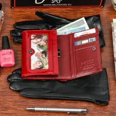 Beltimore K25 Dámská kožená sada peněženka červená s rukavicemi