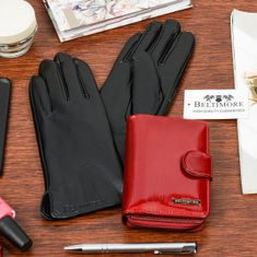 Beltimore A02 Dámská kožená sada peněženka červená s rukavicemi