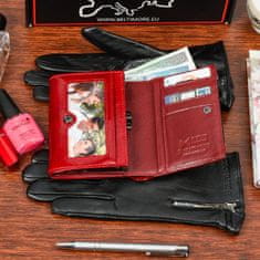 Beltimore A04K27 Dámská kožená sada peněženka červená s rukavicemi