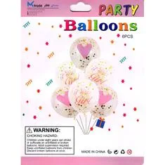 KIK Balónky pro holčičku babyshower s konfetami 6 ks růžové