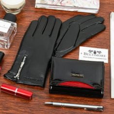 Beltimore A04 Dámská kožená sada peněženka s rukavicemi černá