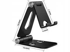 Verk 04109 Stolní kovový držák na mobil, tablet skládací stříbrný