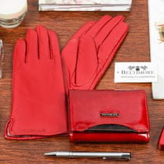 Beltimore K25 Dámská kožená sada peněženka s rukavicemi červená