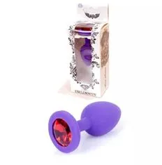 INTEREST Silikonový anální kolík se šperkem - Barva fialová.