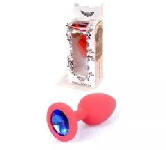 INTEREST Silikonový anální kolík se šperkem - Barva červená.