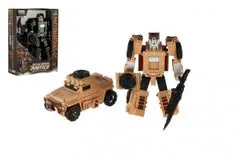 Teddies  Transformer auto/robot vojenský plast 14cm 2 barvy v krabičce 13x18x5cm