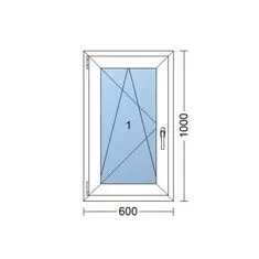 TROCAL Plastové okno | 60x100 cm (600x1000 mm) | bílé | otevíravé i sklopné | levé