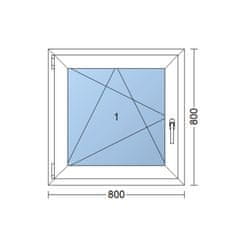 TROCAL Plastové okno | 80x80 cm (800x800 mm)| bílé | otevíravé i sklopné | levé