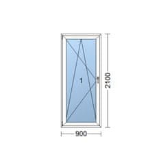 TROCAL Plastové dveře | 90 x 210 cm (900 x 2100 mm) | bílé | balkónové | otevíravé i sklopné | levé
