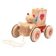 Auto dřevěné tahací s medvědem Coco a kostkami