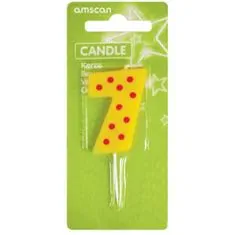 Amscan Narozeninová svíčka barevná 7,6cm číslo 7 -