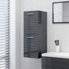 Greatstore Koupelnová skříňka šedá vysoký lesk 30 x 30 x 80 cm dřevotříska