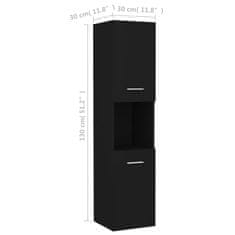shumee Koupelnová skříňka černá 30 x 30 x 130 cm dřevotříska