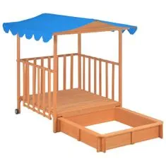 Vidaxl Dětský domeček s pískovištěm jedlové dřevo modrý UV50