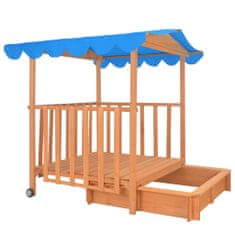 Greatstore Dětský domeček s pískovištěm jedlové dřevo modrý UV50