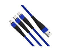 Bomba 3v1 Nylonový USB kabel pro iPhone/Android 1M Barva: Černá
