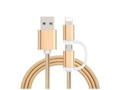 Bomba Micro USB, iPhone kabel 2v1 Barva: Zlatá