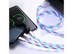 Bomba LED svítící rychlonabíjecí + data USB kabel 3v1 pro iPhone/Android 1,2M Barva: Červená