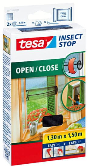 Tesa Insect Stop síť proti hmyzu Open/Close do okna 1,3×1,5 antracitová 55033-00021-00