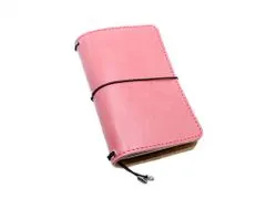 TLW Luxusní kožený zápisník ve stylu Midori růžový velikost Moleskine S