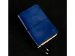 TLW Luxusní kožený zápisník ve stylu Midori tmavě modrý velikost Moleskine S