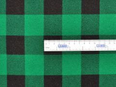 Mirtex Látka FLANEL 165 (K2 kostky velké černo-zelené) -150cm, 1 běžný metr