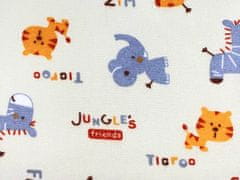 Mirtex Látka FLANEL 150 (15050-1 dětský vzor zvířátka-Jungles) 150cm zbytková metráž