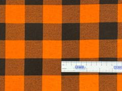 Mirtex Látka FLANEL 165 (K6 kostky velké oranžově-černé) -150cm, 1 běžný metr