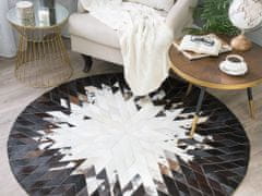 Beliani Černo-bílý kožený koberec, 140 cm KELES