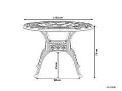 Beliani Kovový zahradní stůl 102 cm hnědý SALENTO