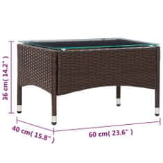 Greatstore Konferenční stolek hnědý 60 x 40 x 36 cm polyratan