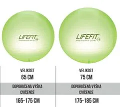 LIFEFIT Gymnastický míč LIFEFIT TRANSPARENT 75 cm, sv. zelený