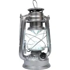 Lampa LED 23,5cm 4xAA RETRO kov stříbrná