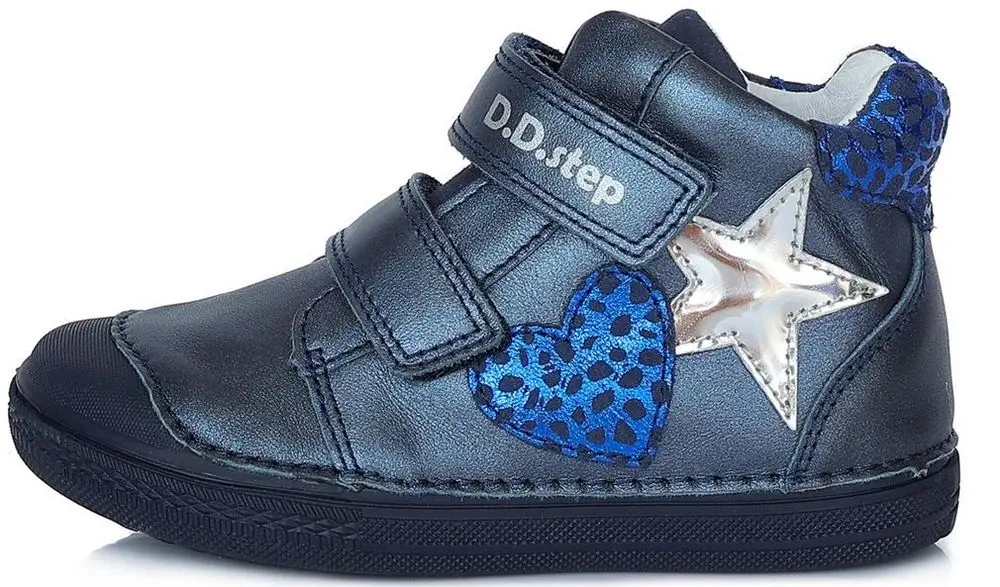 D-D-step dívčí kožené kotníčkové tenisky A049-769A tmavě modrá 27