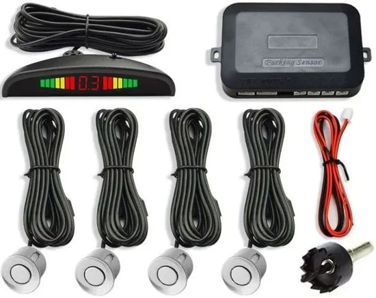 HADEX Parkovací alarm KQLD01 se 4 senzory, LED displej, bílé senzory
