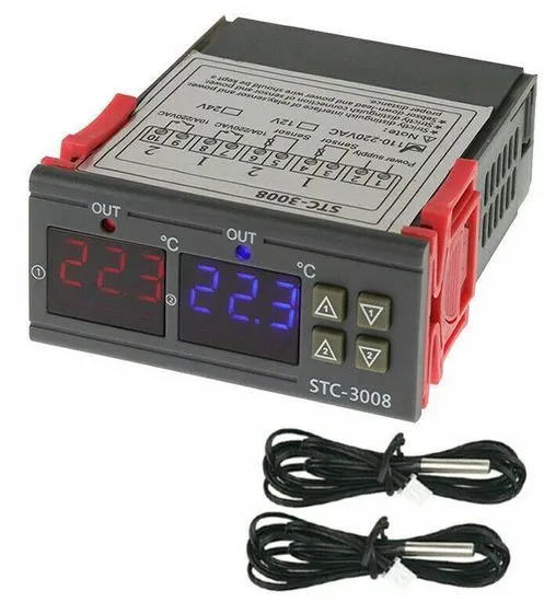 HADEX Digitální termostat duální - STC-3008 rozsah -55°C~120°C, 230V AC