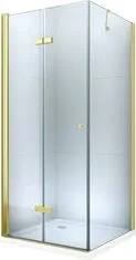 Mexen Sprchový kout zalamovací lima 90x90, čiré sklo, zlatý + vanička (856-090-090-50-00-4010)