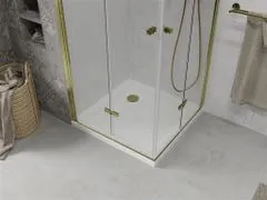 Mexen Lima duo sprchový kout 80x80, transparent, zlatá +vanička se sifonem (856-080-080-50-02-4010G)