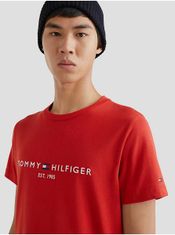Tommy Hilfiger Červené pánské tričko Tommy Hilfiger S