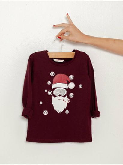 Camaïeu Vínové holčičí tričko s vánočním motivem CAMAIEU