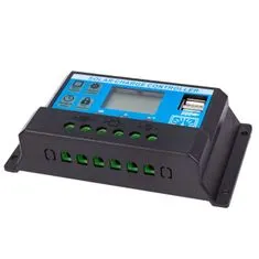HADEX Solární regulátor PWM 12-24V/10A+USB pro Pb baterie