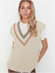 Trendyol Béžová dámská svetrová vesta Trendyol S
